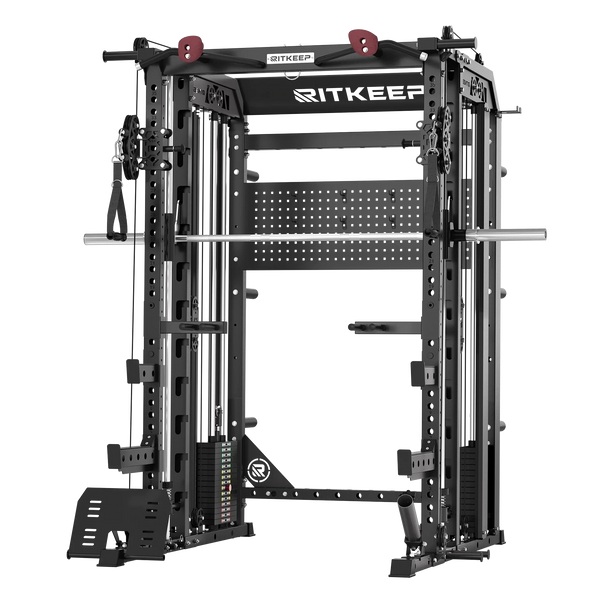 RitKeep Nimitz N1 Counterbalanced All-in-One Smith Machine mit 140 kg Gewichtsblöcken (Schwarz)