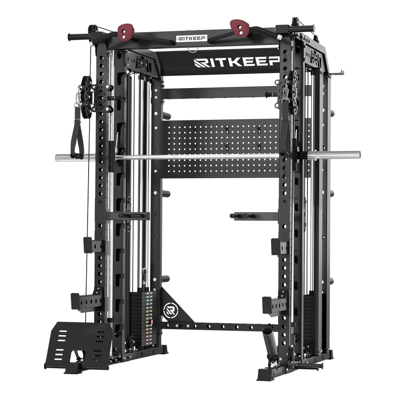 RitKeep Nimitz N1 Counterbalanced All-in-One Smith Machine mit 140 kg Gewichtsblöcken (Schwarz)